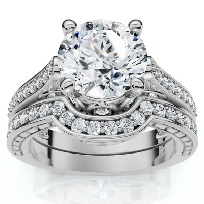 Pompeii3 1ct Jessi Diamond Engagement Wedding Ring Set 14k Gold Lab Grown In Metallic