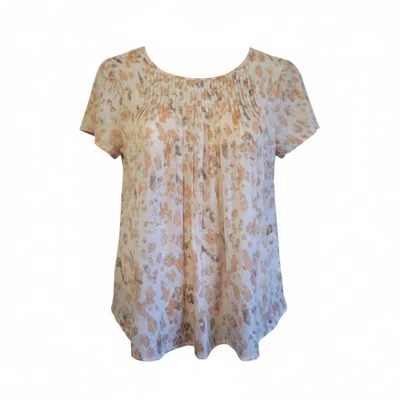 Mystree Womens Cap Sleeve Blouse In Orange Cream In Multi