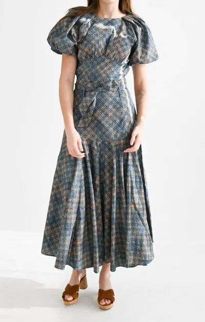 Never A Wallflower Prairie Maxi Skirt In Pixel Blue In Blue