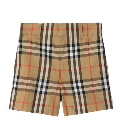 Burberry Cotton Check Shorts In Brown
