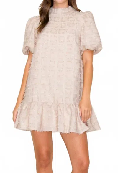 B.right Graceful Puff Sleeve Ruffle Dress In Taupe In Neutral
