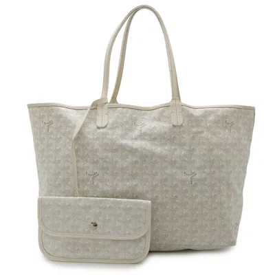 Pre-owned Goyard St. Louis Pm Tote Bag Coated Canvas Leather In White