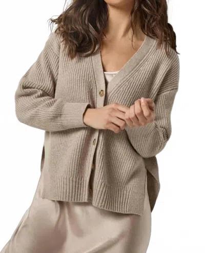 Lilla P Relaxed Side Vent Cardigan In Wheat In Neutral