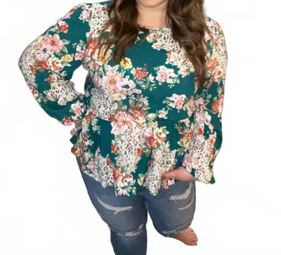 Andree By Unit Balloon Sleeve Blouse In Green In Green