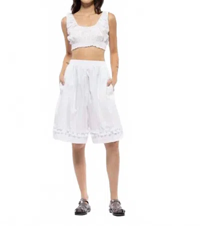 Toit Volant Greta Ruffle Shorts In White In White