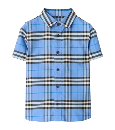 Burberry Check Cotton Oxford Shirt In Blue