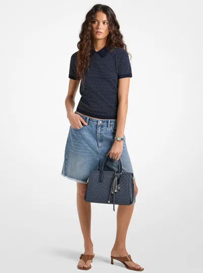 Michael Kors Studded Knit Polo Shirt In Multi