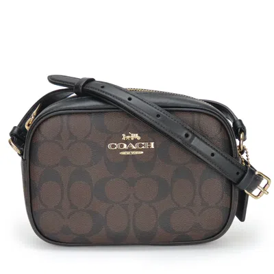 Coach Mini Jamie Signature Pvc Coated Canvas Shoulder Bag In Brown