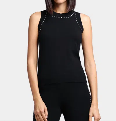 Minnie Rose Western Embellished Tank Top In Black In Black