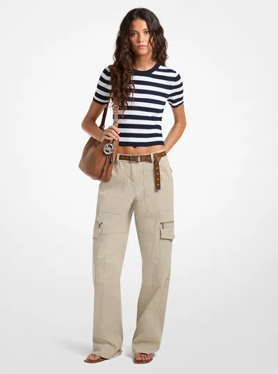Michael Kors Stretch Cotton Utility Cargo Pants In Neutral