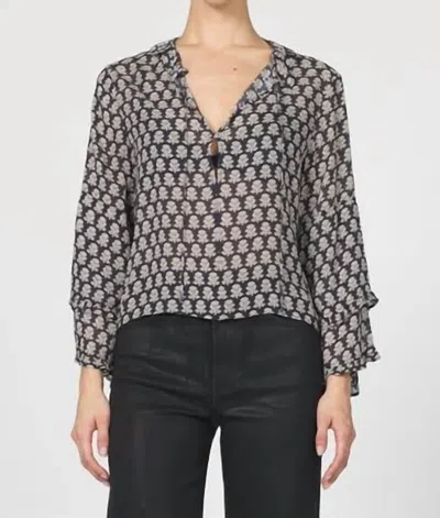 Dear John Denim Jaquel Long Sleeve Blouse In Whitecap Gray In Black