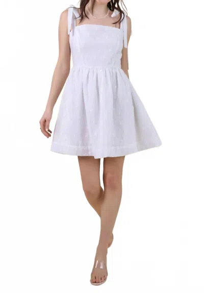 B.right Floral Tie Shoulder Mini Dress In White In White