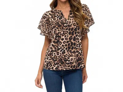 Perseption Animal Print Blouse In Taupe/black In Animal Print