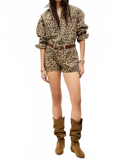 Ba&sh Tosie Printed Mini Shorts In Beige In Animal Print