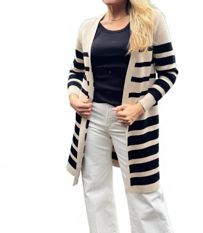 Deluc Lagos Stripe Cardigan In Striped Ecru & Black In Neutral