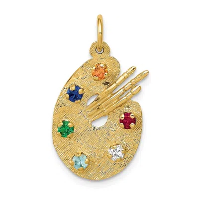 Diamond2deal 14k Yellow Gold Multi-color Cz Stones Artist Palette Charm Pendant In Gold