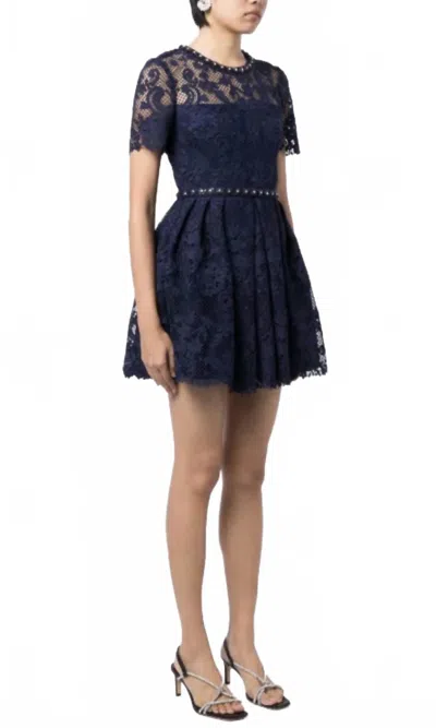 Self-portrait Lace Mini Dress In Navy In Blue