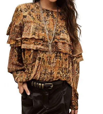 Ba&sh Pixie Round Neck Blouse In Ocre In Brown