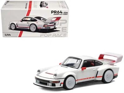 Pop Race Singer Dls Turbo White With Red Stripes 1/64 Diecast Model Car By