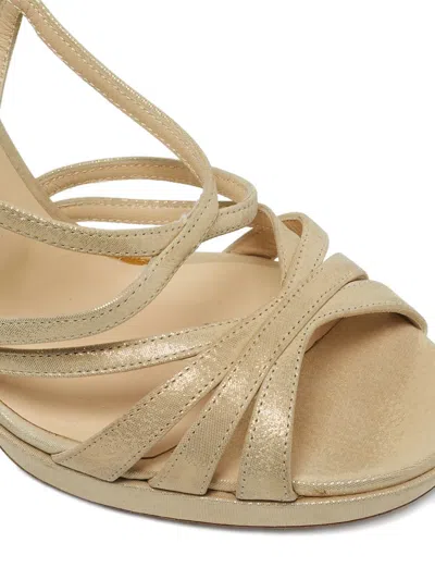 Pre-owned Jimmy Choo Laminated Suede Straps Sandals In Neutral