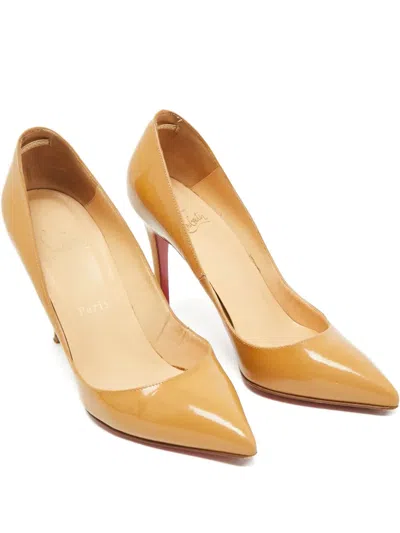 Pre-owned Christian Louboutin Pigalle Patent-leather Shoe 10 In Neutral