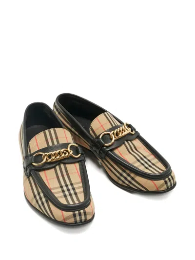 Pre-owned Burberry Moorley Chain Loafers In Neutral