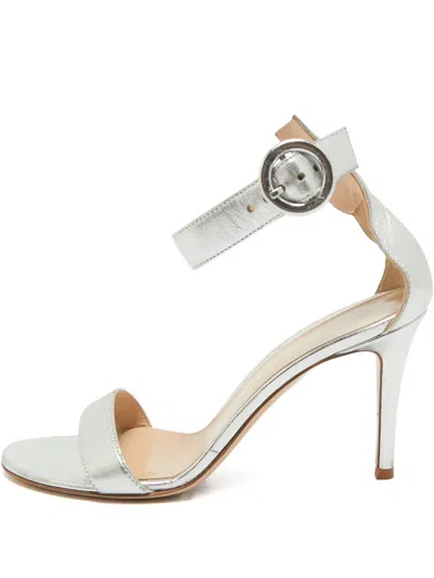 Pre-owned Gianvito Rossi Portofino Ankle-strap Sandals In Silver