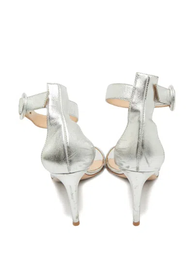 Pre-owned Gianvito Rossi Portofino Ankle-strap Sandals In Silver