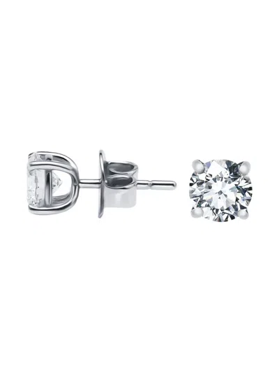 Pre-owned The Row Diamond Solitaire Stud Earrings In Silver