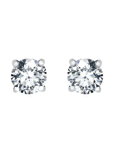 Pre-owned The Row Diamond Solitaire Stud Earrings In Silver