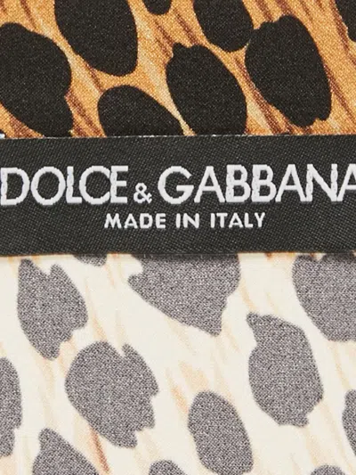 Pre-owned Dolce & Gabbana Leopard-print Silk Jumpsuit In Neutral