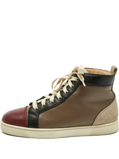 Pre-owned Christian Louboutin Fun Louis Junior High-top Sneakers In Brown