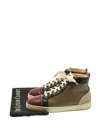 Pre-owned Christian Louboutin Fun Louis Junior High-top Sneakers In Brown