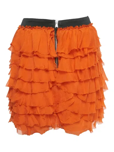 Pre-owned D&g Vintage Ruffled Mini Skirt In Orange