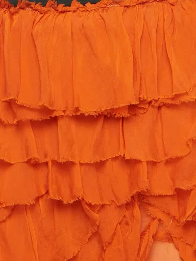 Pre-owned D&g Vintage Ruffled Mini Skirt In Orange