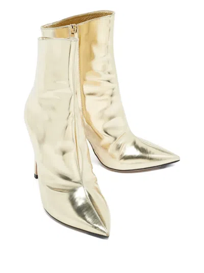 Pre-owned Jimmy Choo Hurley Pointed-toe Metallic Boots In Gold