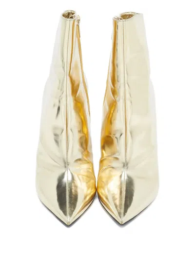 Pre-owned Jimmy Choo Hurley Pointed-toe Metallic Boots In Gold