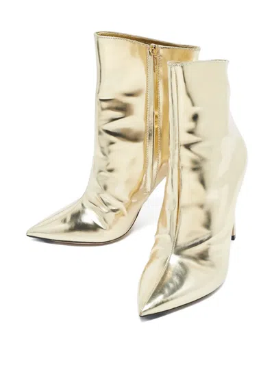 Pre-owned Jimmy Choo Hurley Pointed-toe Metallic Boots In Gold