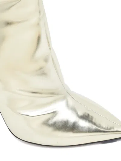 Pre-owned Jimmy Choo Hurley Pointed-toe Metallic Boots In Gold