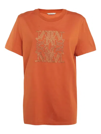 Pre-owned Max Mara Logo-embroidered T-shirt In Orange