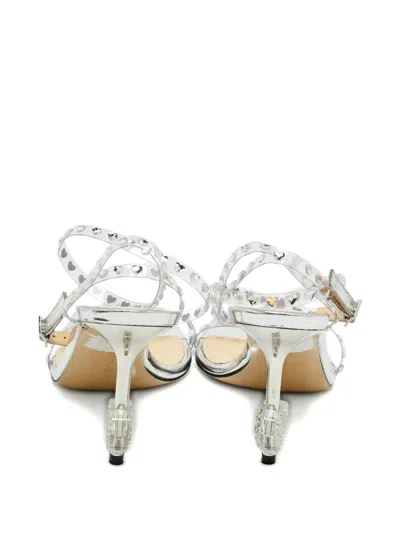 Pre-owned Mach&mach Heart-studded Sandals In Silver