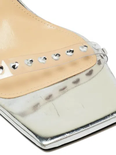 Pre-owned Mach&mach Heart-studded Sandals In Silver