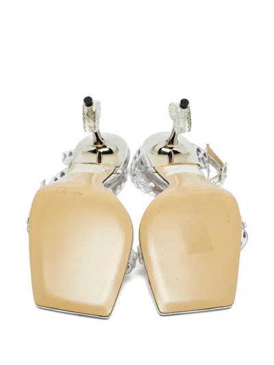 Pre-owned Mach&mach Heart-studded Sandals In Silver