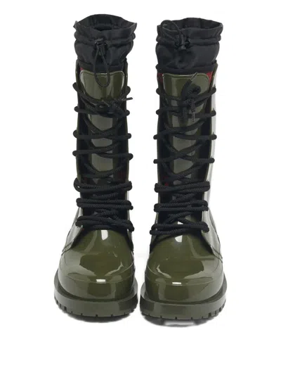 Pre-owned Dior Lace-up Rain Boot In Green