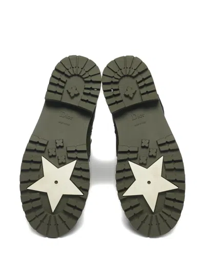 Pre-owned Dior Lace-up Rain Boot In Green