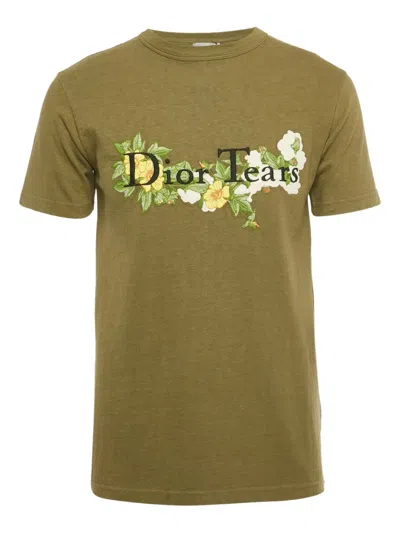 Pre-owned Dior X Denim Tears Floral-logo T-shirt In Green