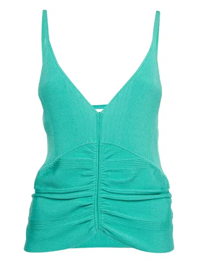 Pre-owned Sandro Ribbed Top In Green