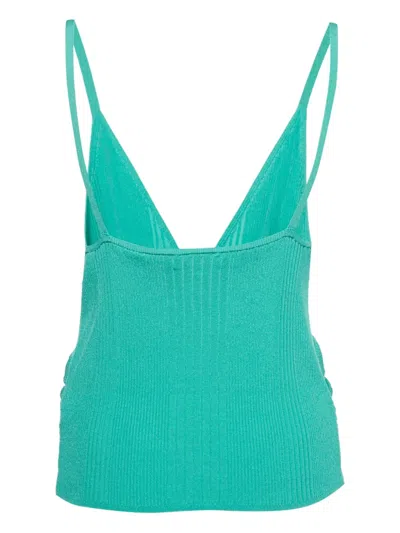 Pre-owned Sandro Ribbed Top In Green