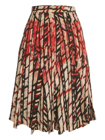 Pre-owned Bottega Veneta Printed Silk Skirt In Red