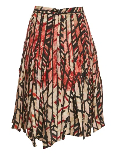 Pre-owned Bottega Veneta Printed Silk Skirt In Red